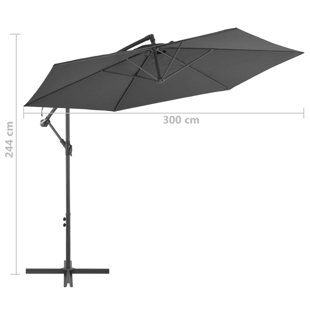 Zweefparasol Met Aluminium Paal 300 Cm Antraciet