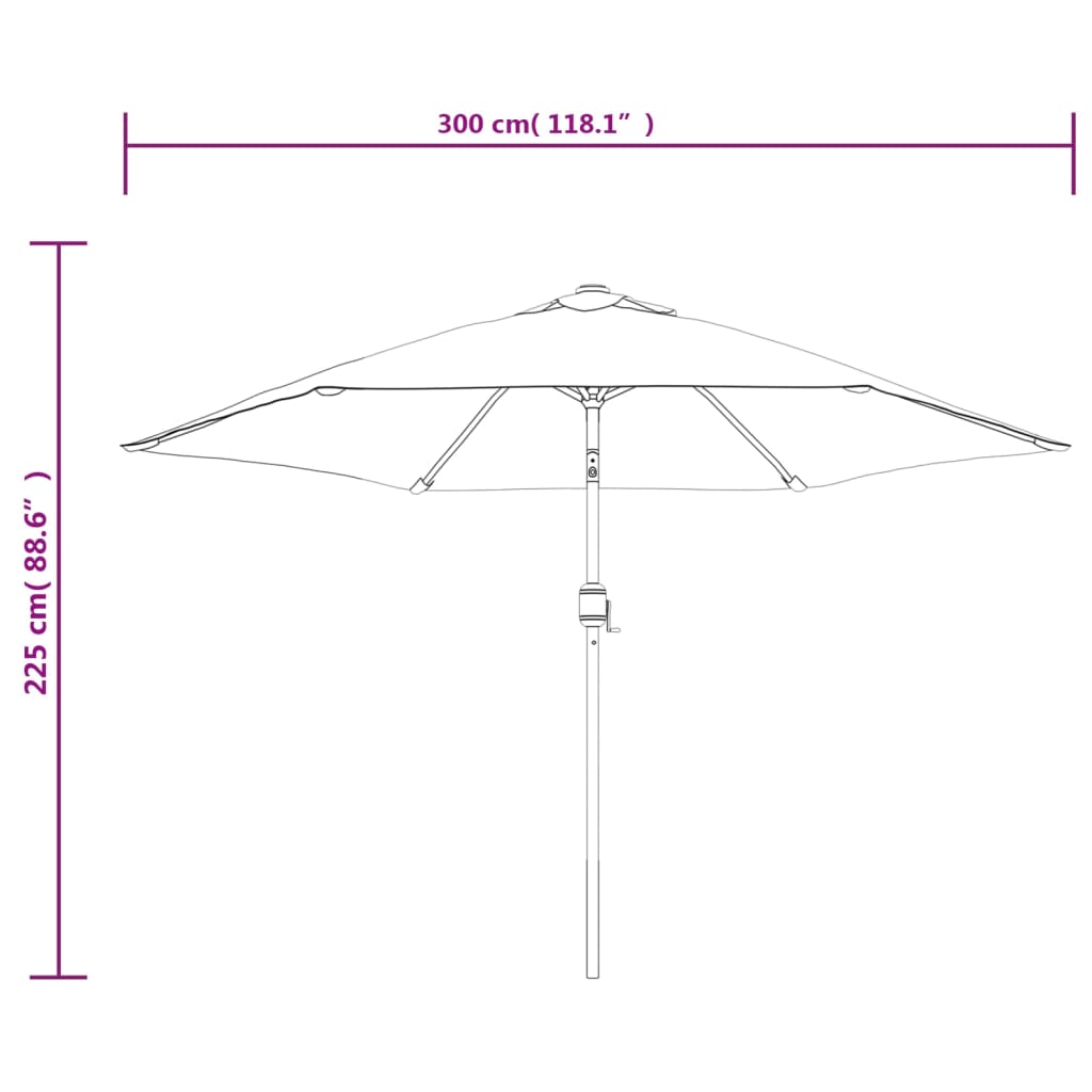 Parasol Met Led-Verlichting En Stalen Paal 300 Cm Antraciet