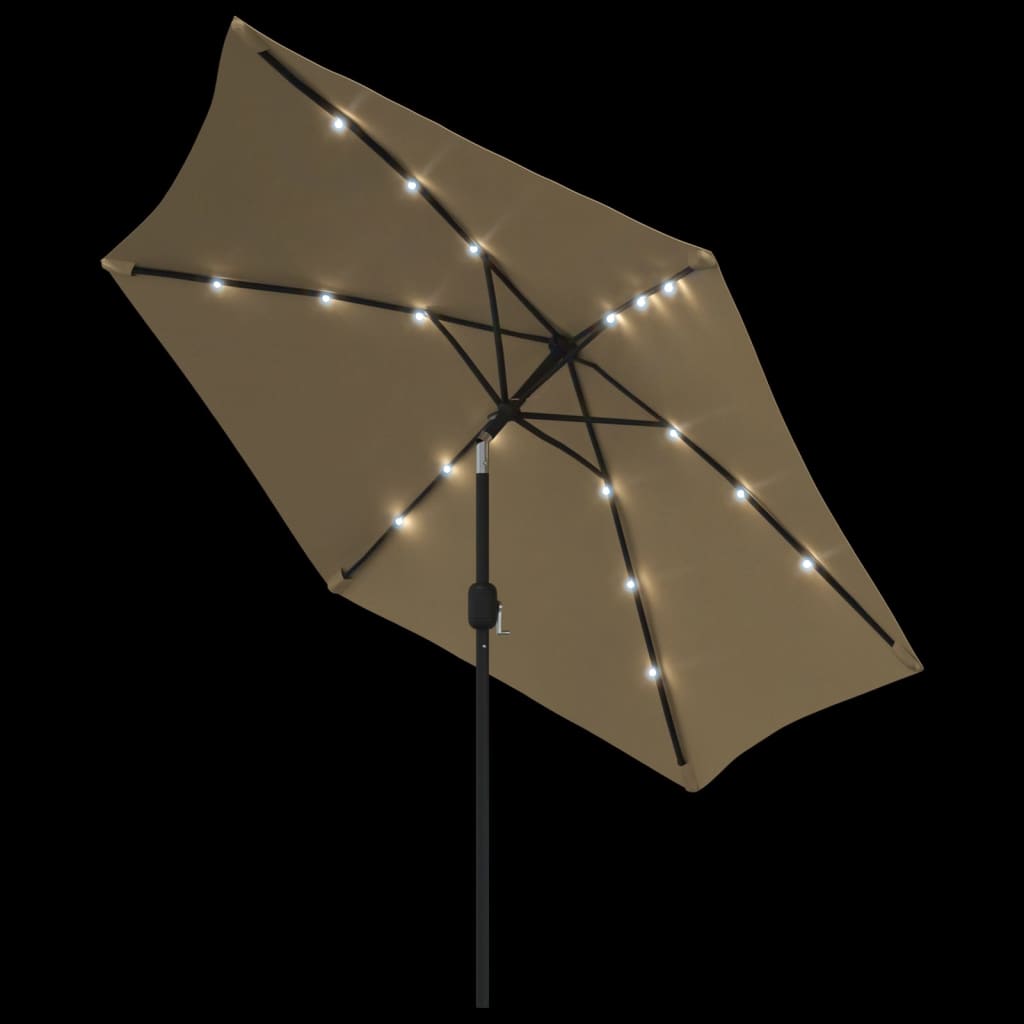 Parasol Met Led-Verlichting En Stalen Paal 300 Cm Taupe