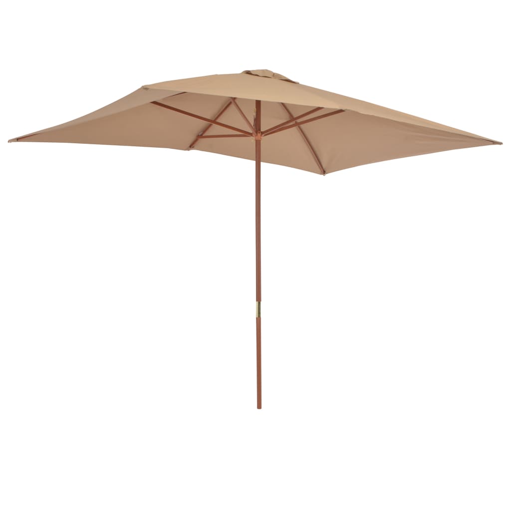 Parasol Met Houten Paal 200X300 Cm Taupe