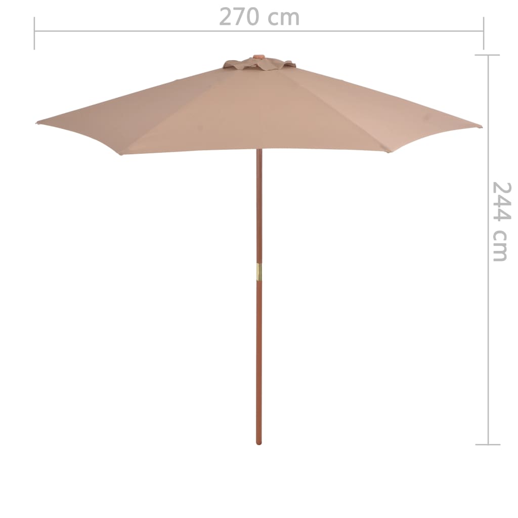 Parasol Met Houten Paal 270 Cm Taupe