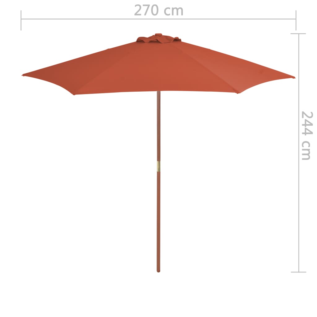 Parasol Met Houten Paal 270 Cm Terracotta