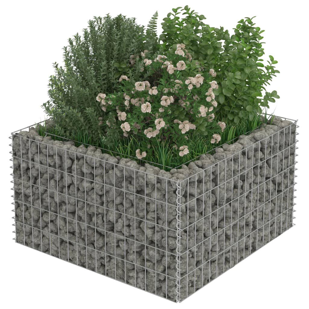 Gabion plantenbak verhoogd 90x90x50 cm gegalvaniseerd staal