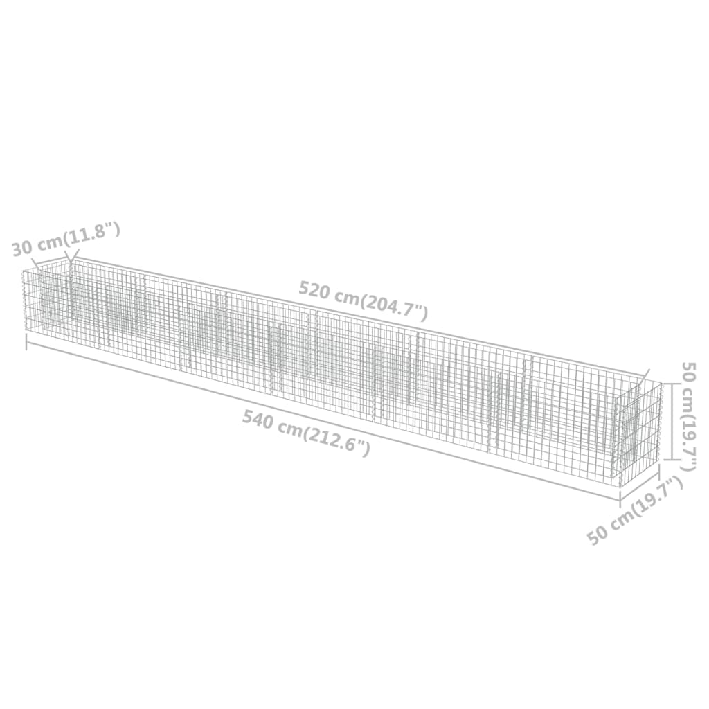 Gabion Plantenbak Verhoogd Gegalvaniseerd Staal 540 x 50 x 50 cm