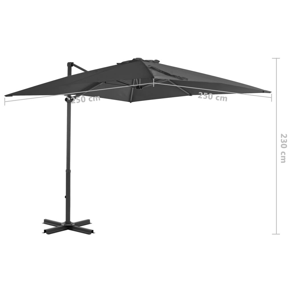 Zweefparasol Met Aluminium Paal 250X250 Cm Antraciet 250 x 250 cm