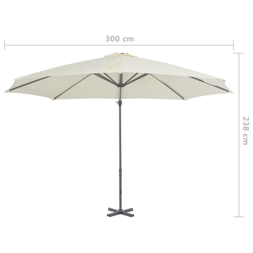 Zweefparasol Met Aluminium Paal 300 Cm Zandkleurig 300 x 238 cm