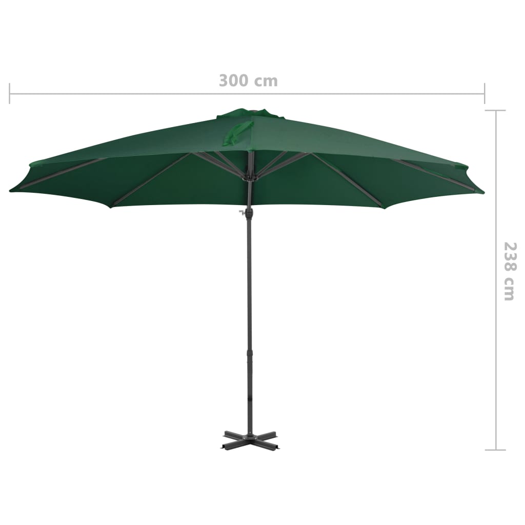 Zweefparasol Met Aluminium Paal 300 Cm Groen 300 x 238 cm Lichtgroen