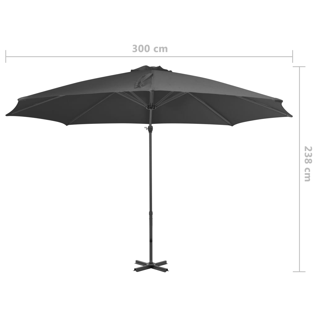 Zweefparasol Met Aluminium Paal 300 Cm Antraciet 300 x 238 cm