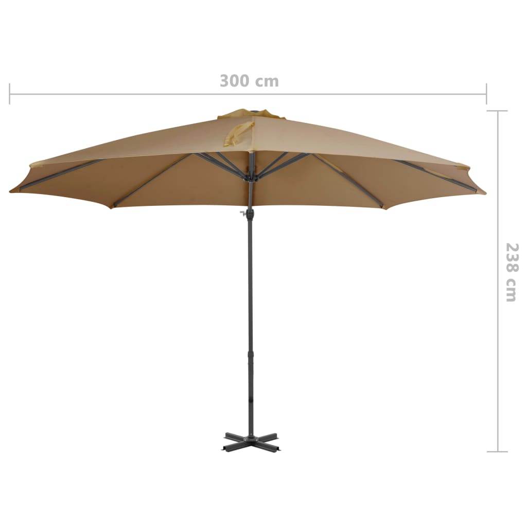 Zweefparasol Met Aluminium Paal 300 Cm Taupe 300 x 238 cm