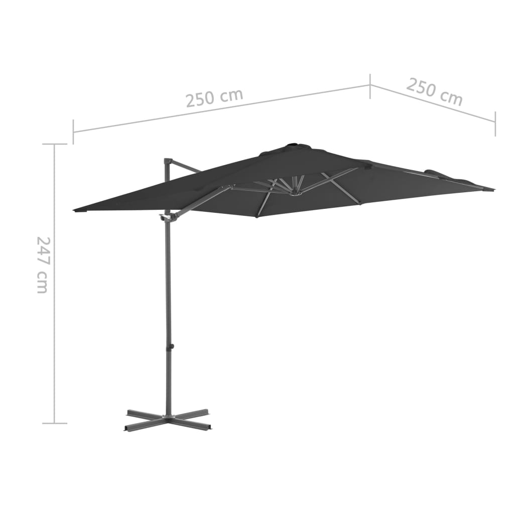 Zweefparasol Met Stalen Paal 250X250 Cm Antraciet 250 x 250 cm