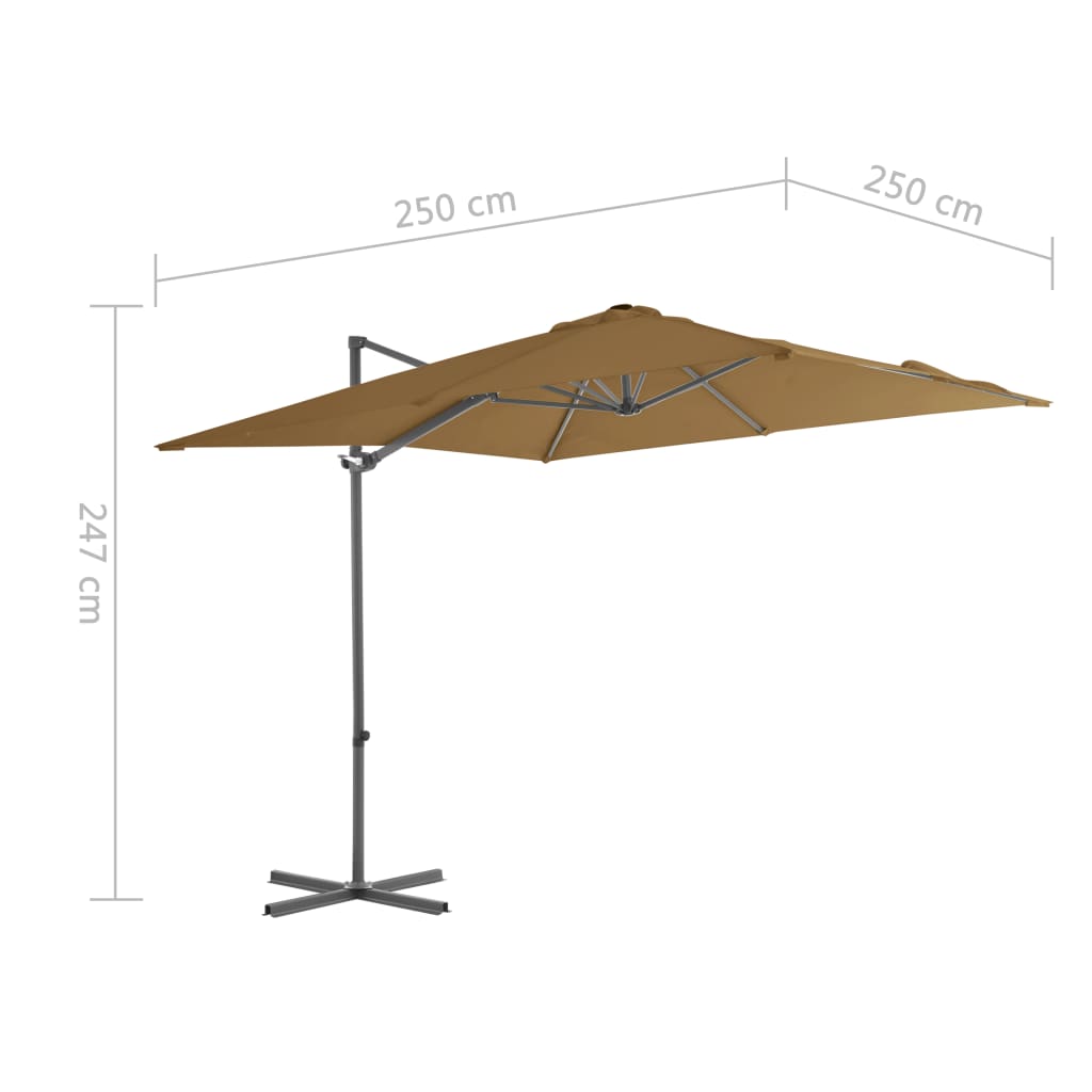 Zweefparasol Met Stalen Paal 250X250 Cm Taupe 250 x 250 cm