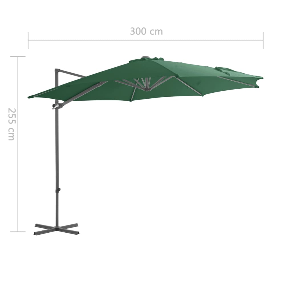 Zweefparasol Met Stalen Paal 300 Cm Groen 300 x 255 cm Lichtgroen