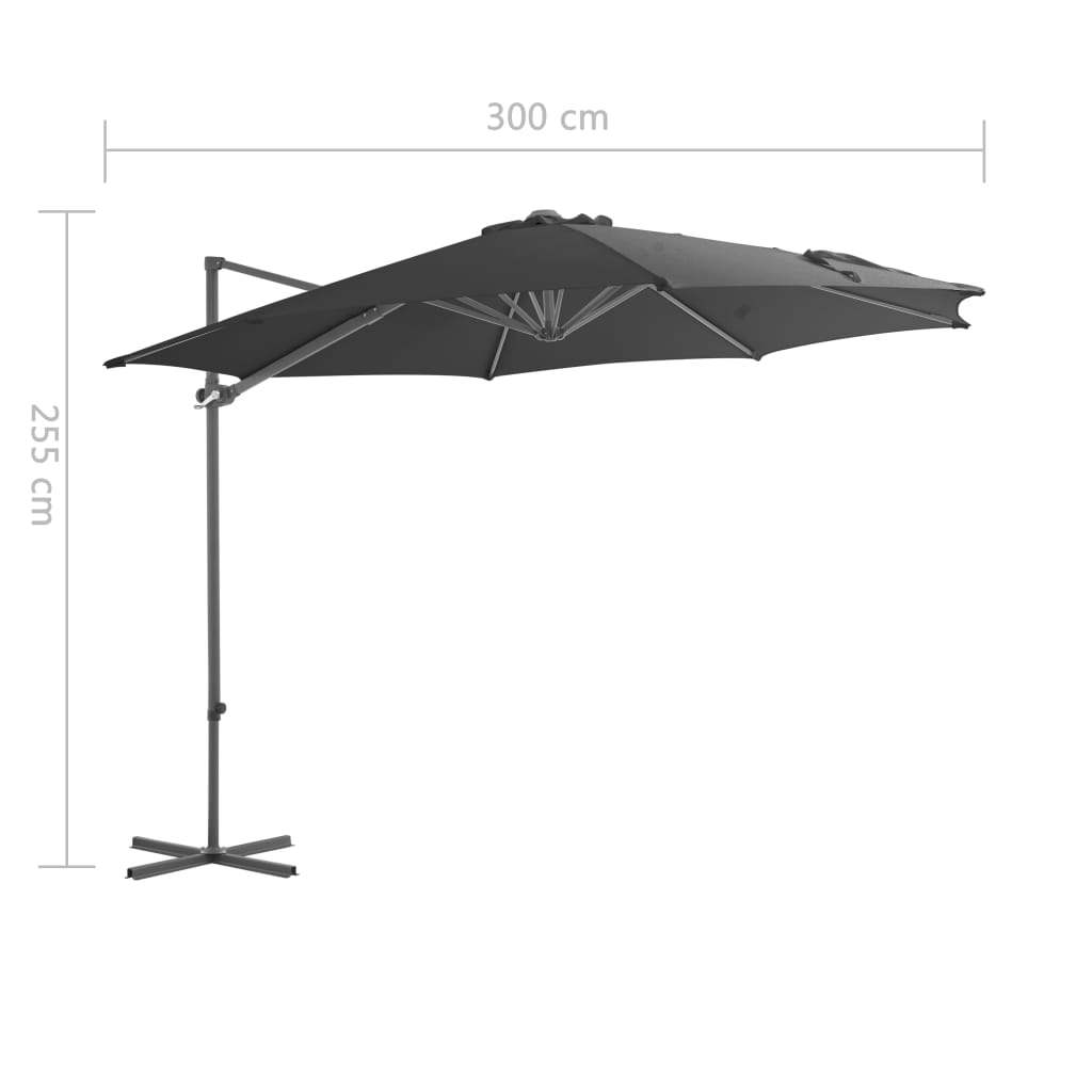 Zweefparasol Met Stalen Paal 300 Cm Antraciet 300 x 255 cm