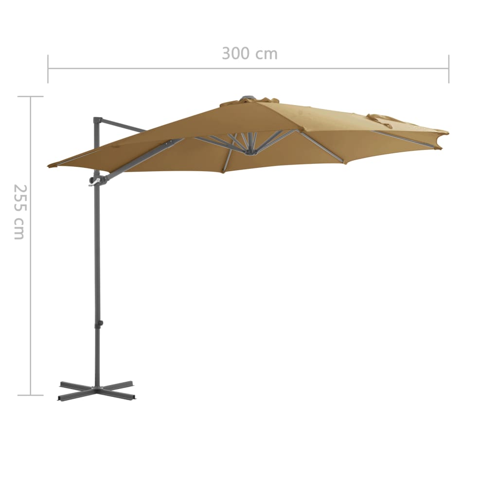 Zweefparasol Met Stalen Paal 300 Cm Taupe 300 x 255 cm
