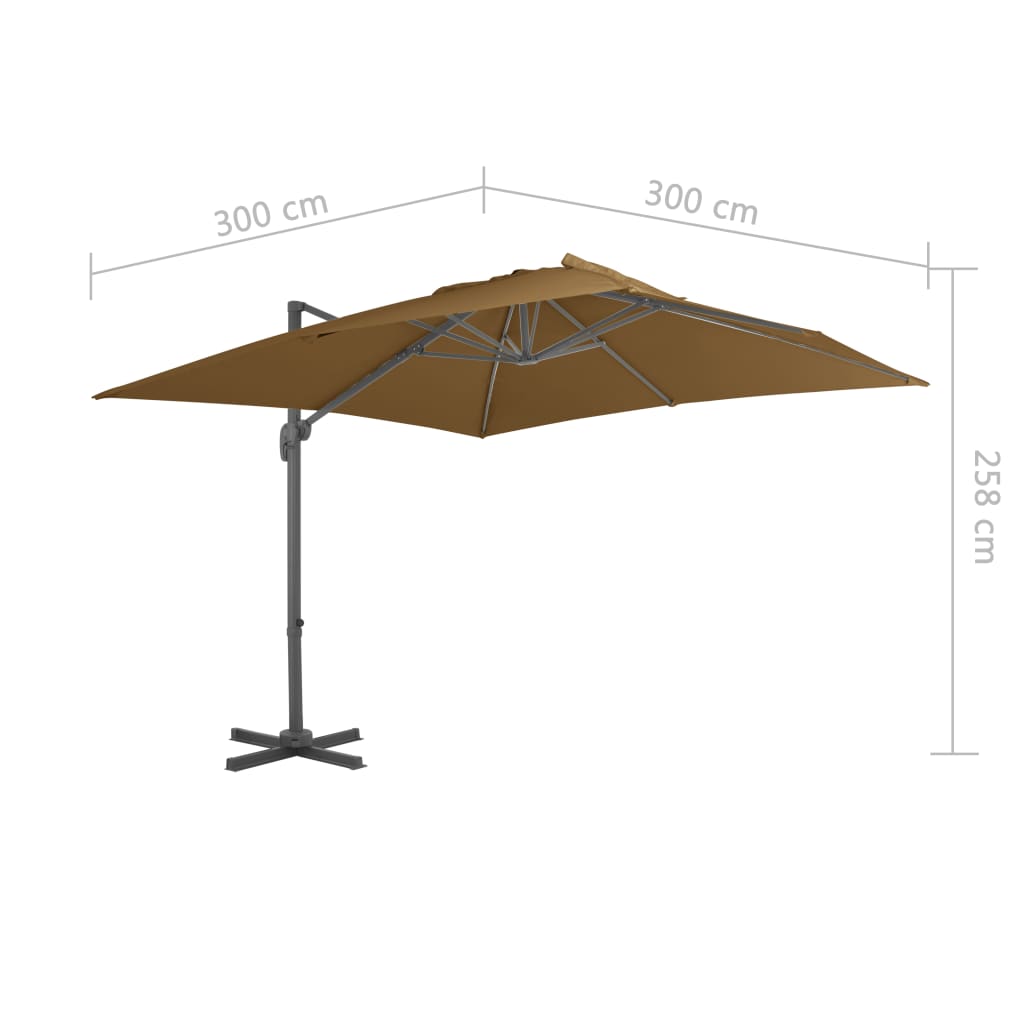 Zweefparasol Met Aluminium Paal 300X300 Cm Taupe 300 x 300 cm