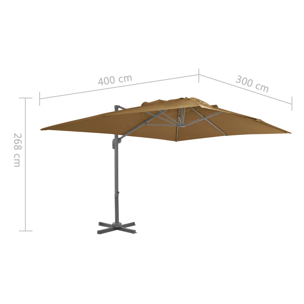 Zweefparasol Met Aluminium Paal 400X300 Cm Taupe 400 x 300 cm