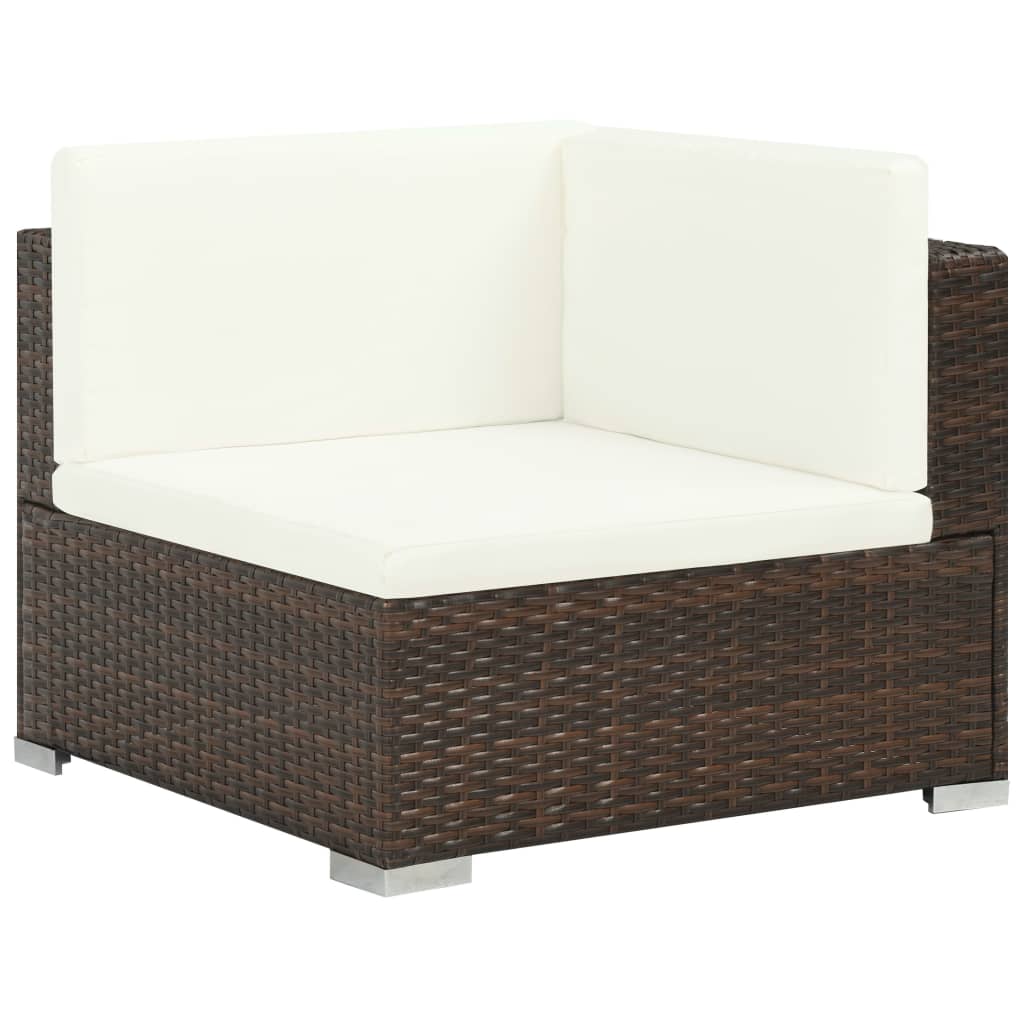 7-Delige Loungeset Met Kussens Poly Rattan Bruin Ja