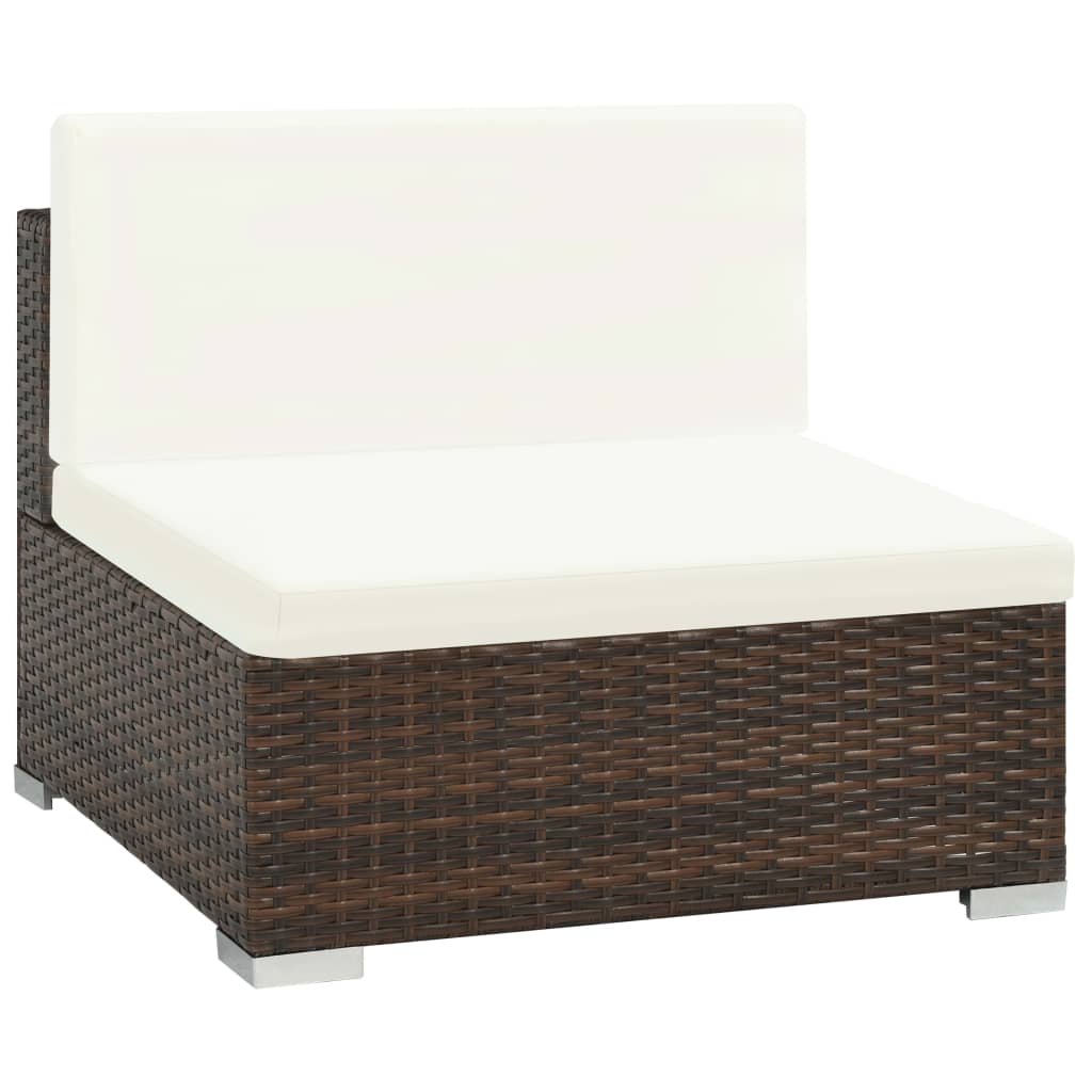 7-Delige Loungeset Met Kussens Poly Rattan Bruin Ja