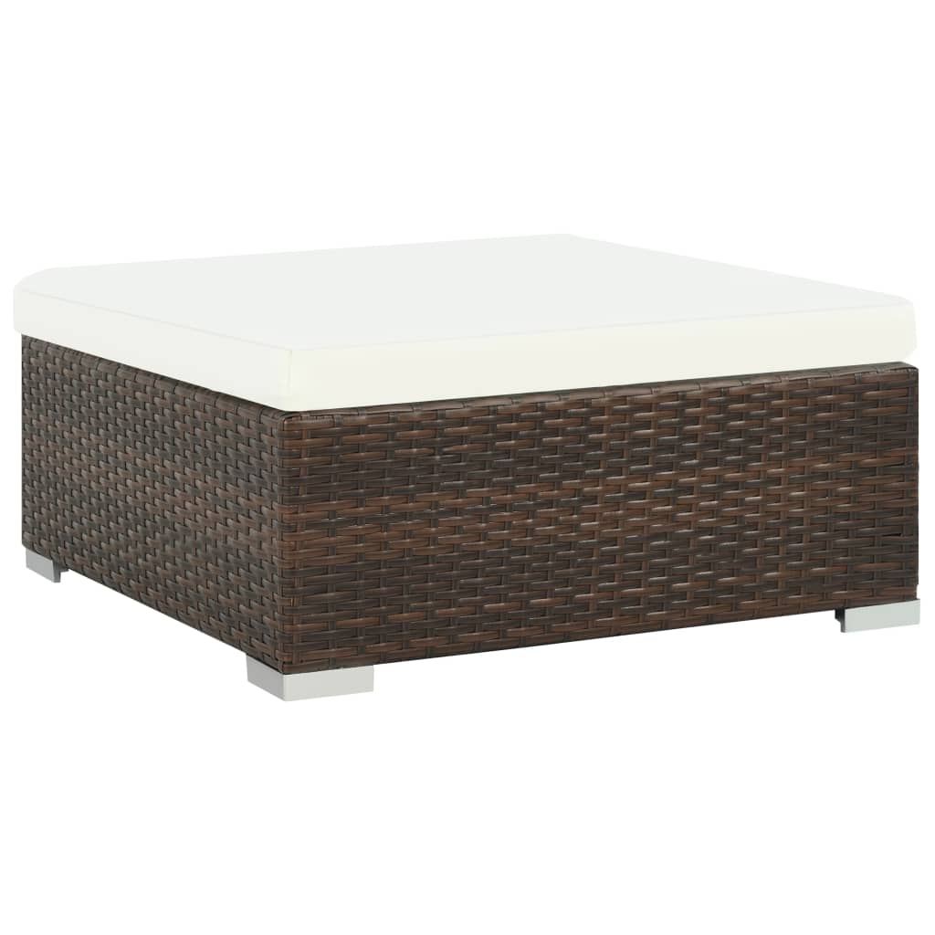 7-Delige Loungeset Met Kussens Poly Rattan Bruin Ja