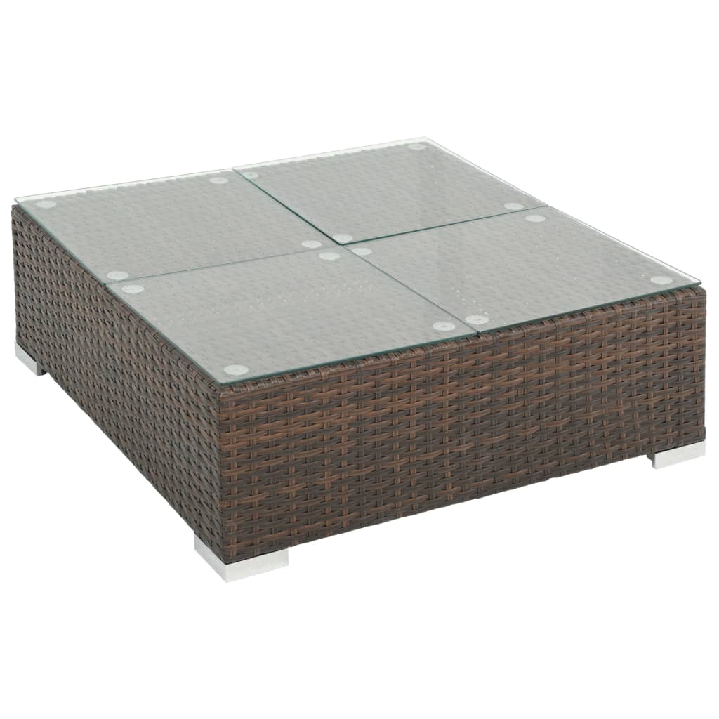 7-Delige Loungeset Met Kussens Poly Rattan Bruin Ja