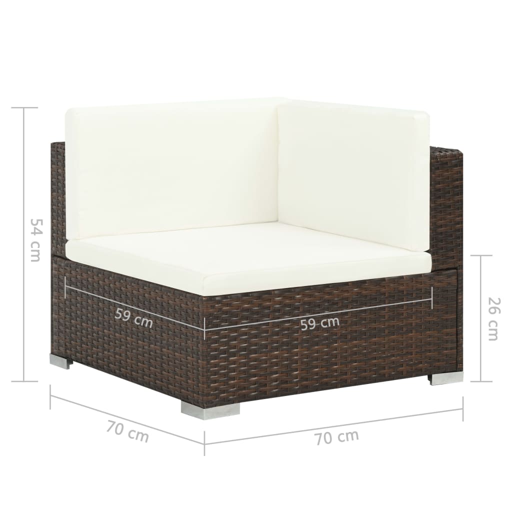 7-Delige Loungeset Met Kussens Poly Rattan Bruin Ja