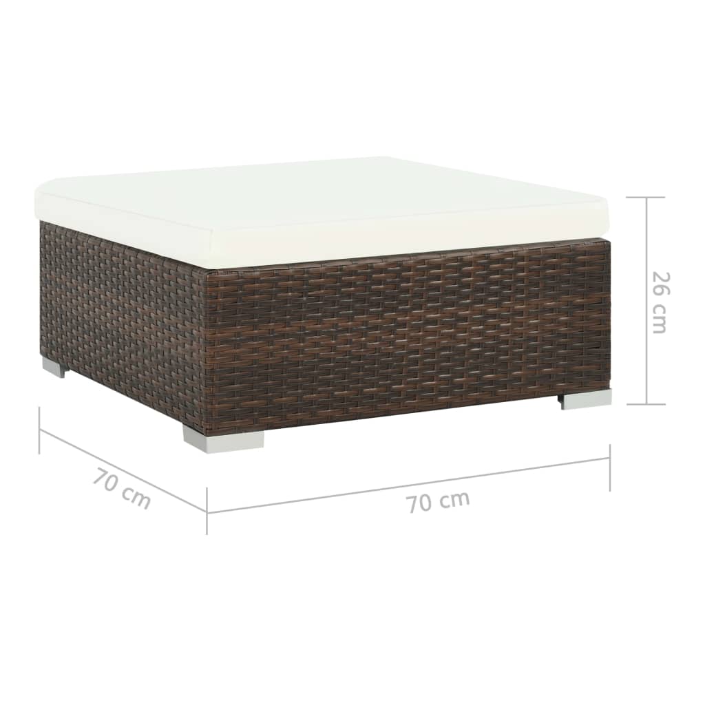 7-Delige Loungeset Met Kussens Poly Rattan Bruin Ja