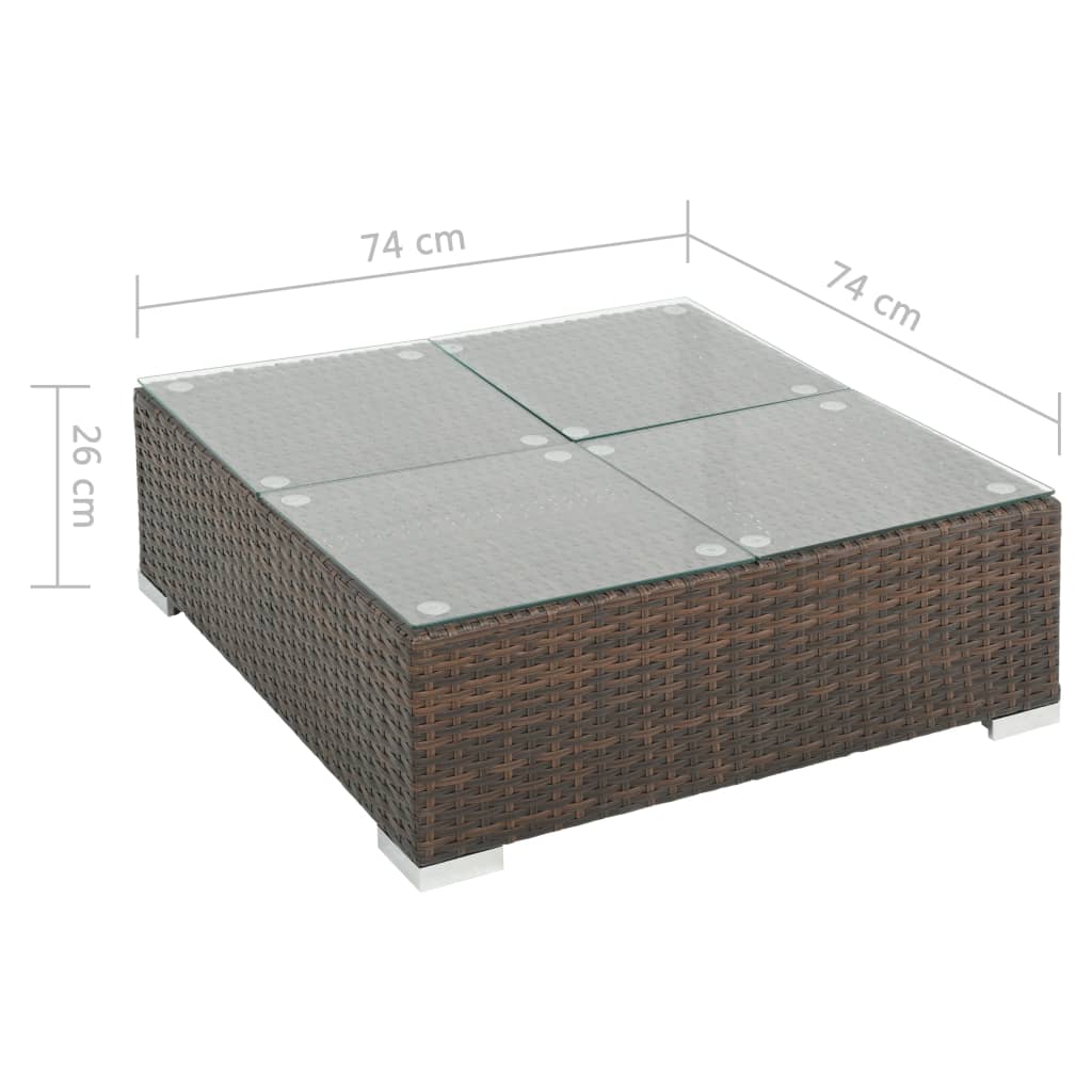 7-Delige Loungeset Met Kussens Poly Rattan Bruin Ja