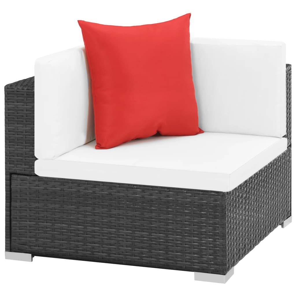 7-Delige Loungeset Met Kussens Poly Rattan Zwart Ja