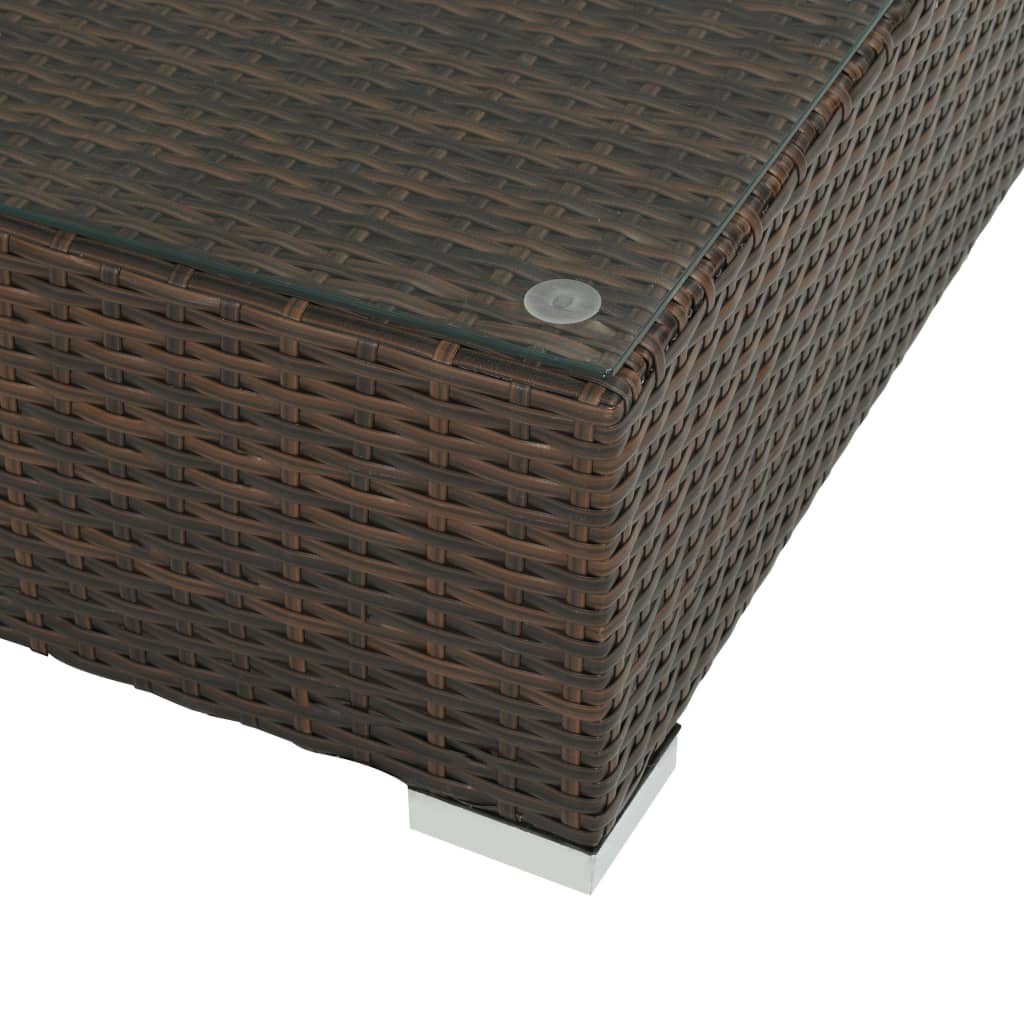 7-Delige Loungeset Met Kussens Poly Rattan Bruin Ja