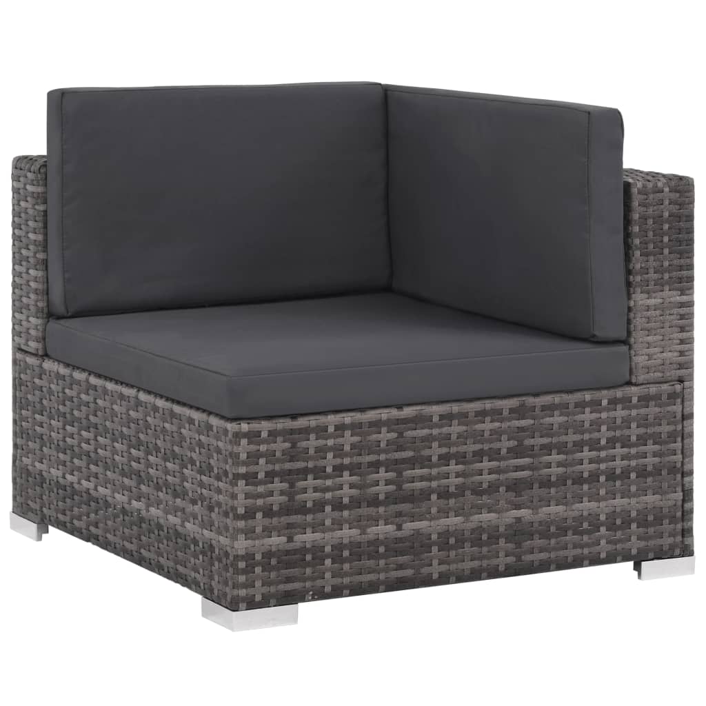 6-Delige Loungeset Met Kussens Poly Rattan Grijs Ja