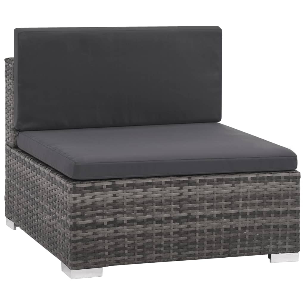 6-Delige Loungeset Met Kussens Poly Rattan Grijs Ja