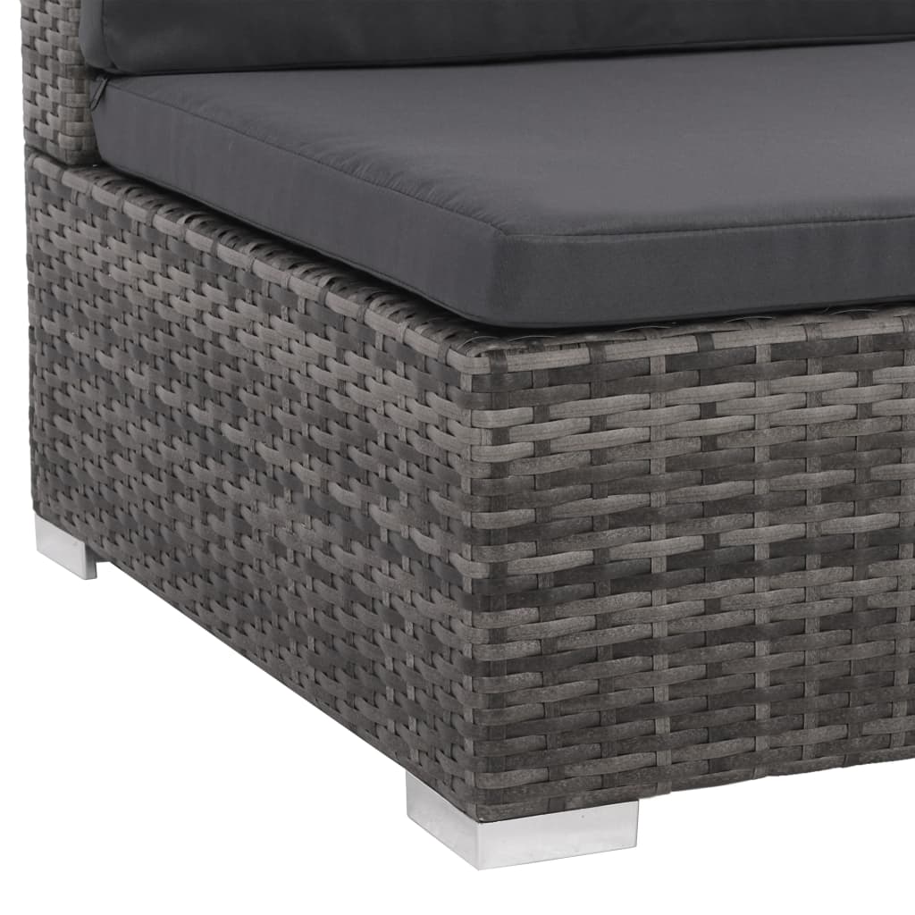 6-Delige Loungeset Met Kussens Poly Rattan Grijs Ja