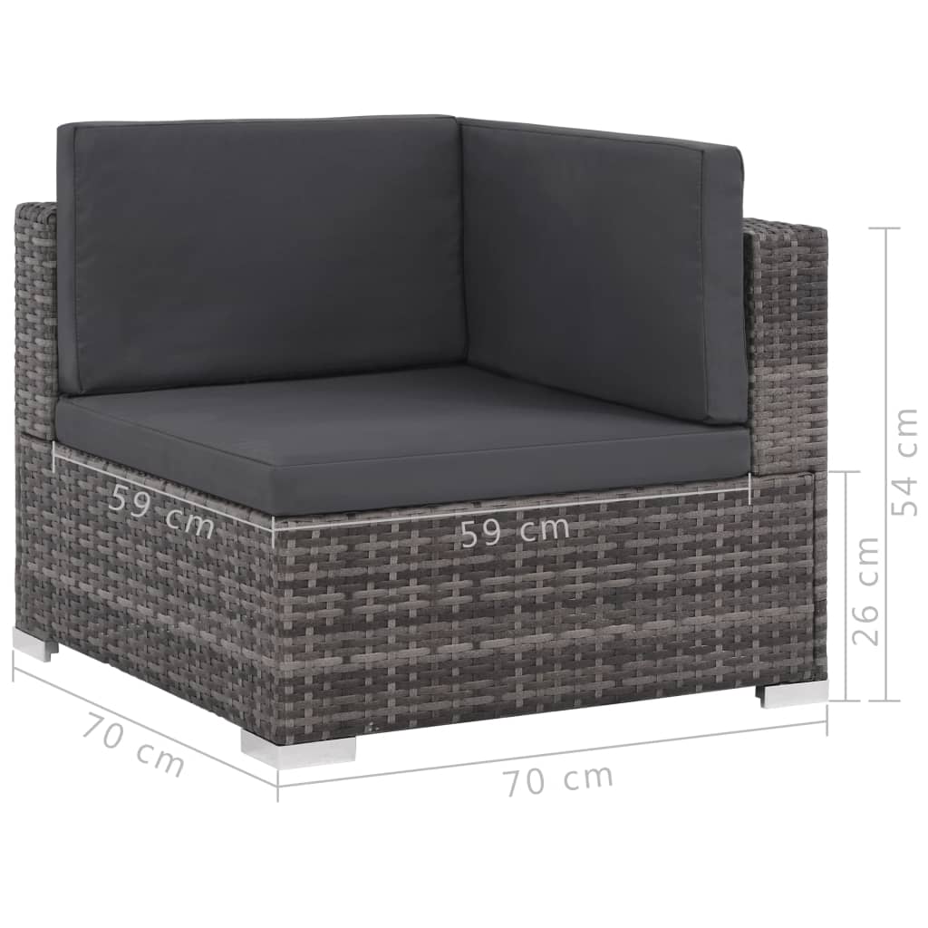 6-Delige Loungeset Met Kussens Poly Rattan Grijs Ja