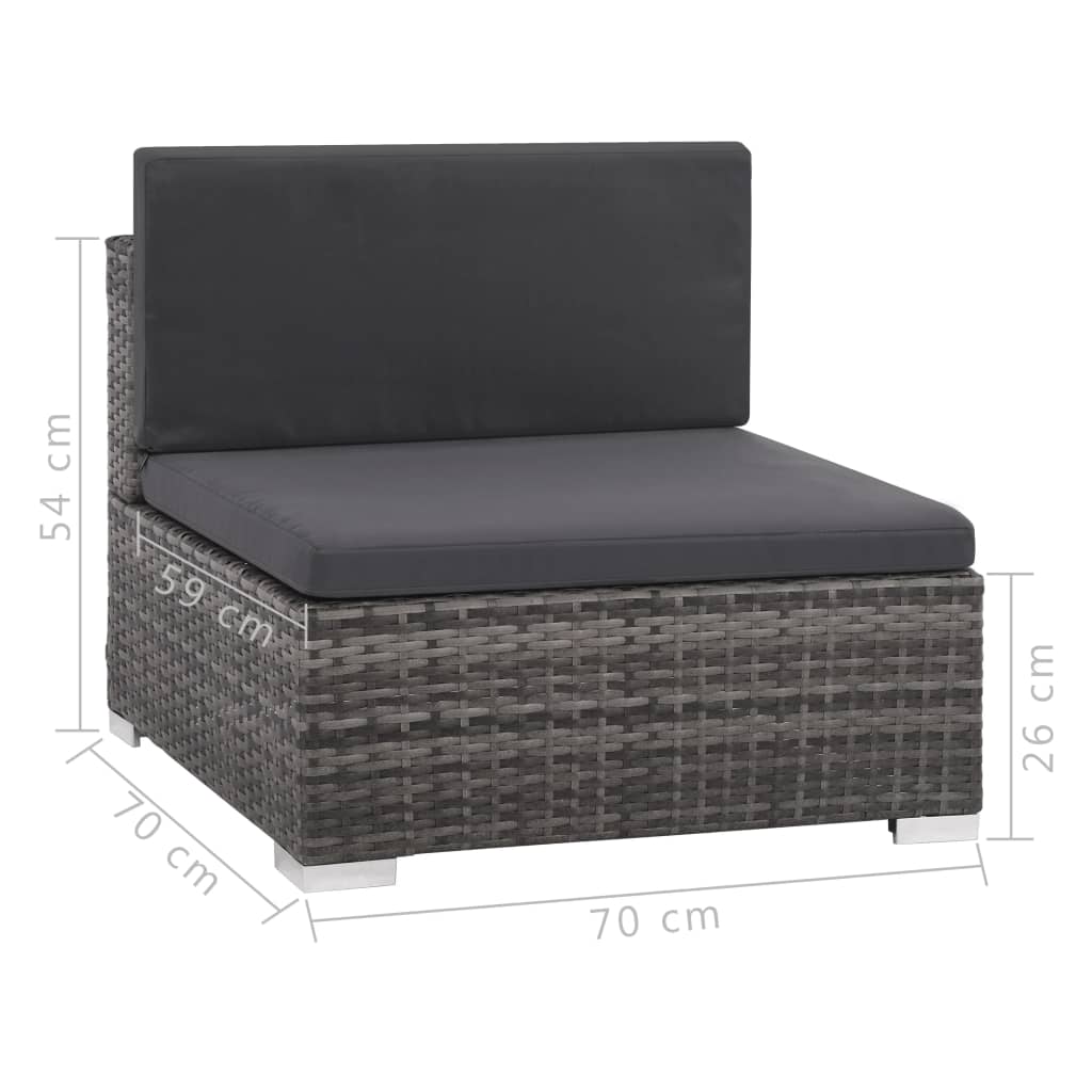 6-Delige Loungeset Met Kussens Poly Rattan Grijs Ja