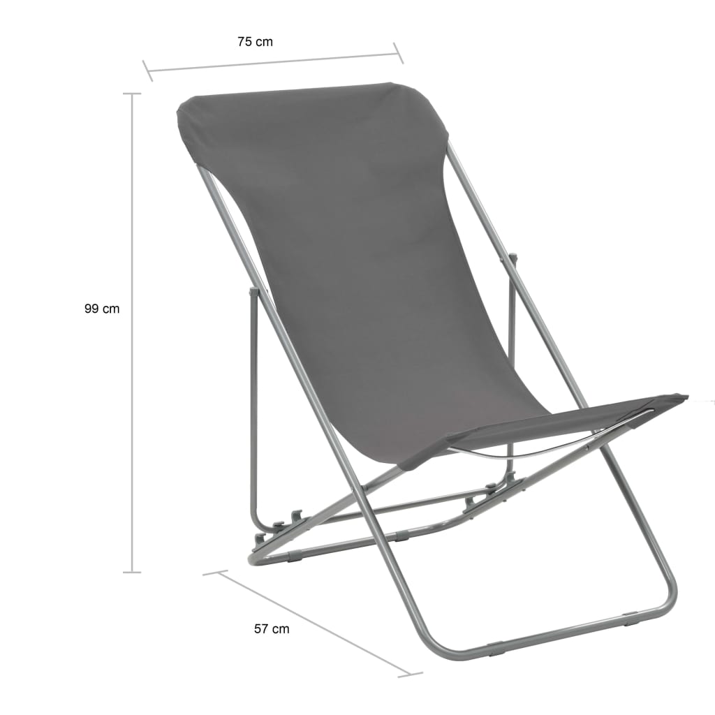 Strandstoelen Inklapbaar Staal En Oxford Stof Grijs