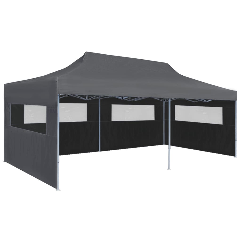 Partytent Pop-Up Inklapbaar Met Zijwanden 3X6 M Antraciet