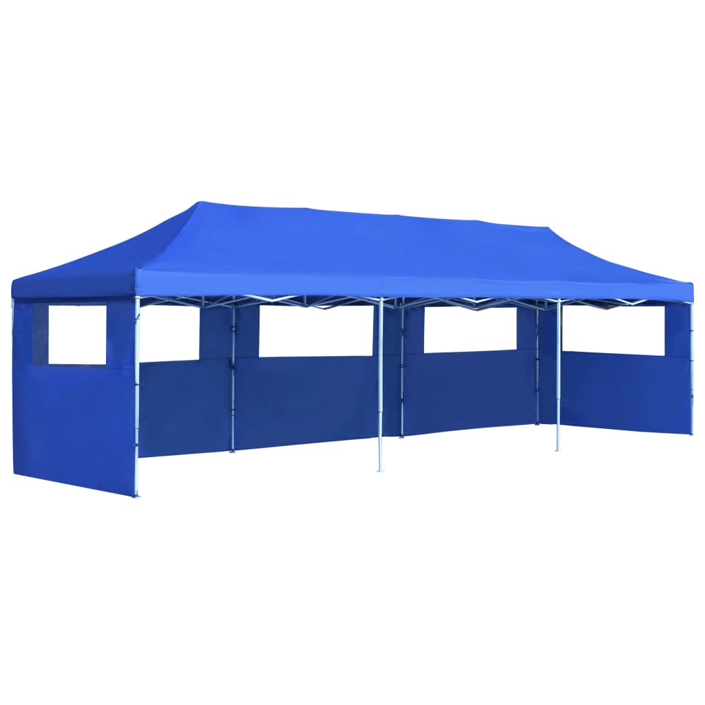 Vouwtent Pop-Up Met 5 Zijwanden 3X9 M Blauw