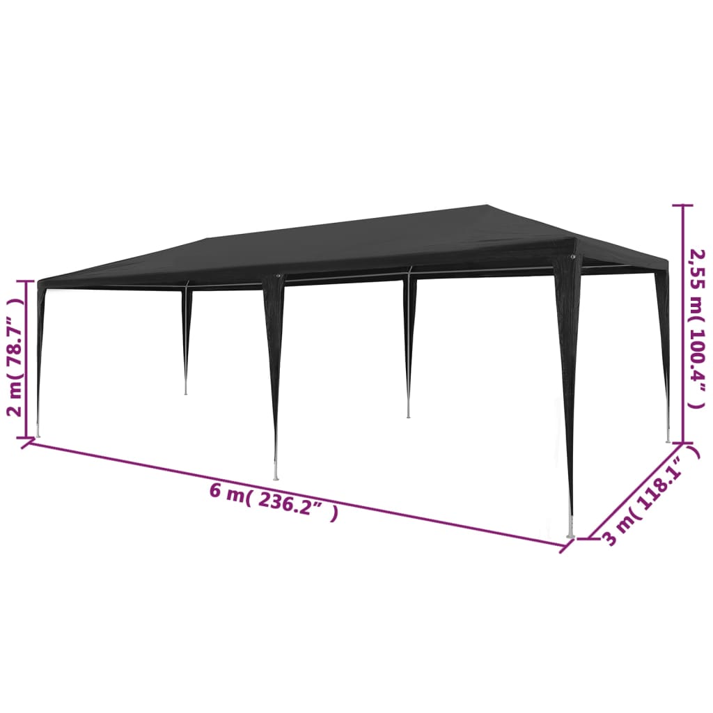 Partytent Pe 3 x 6 m Antraciet