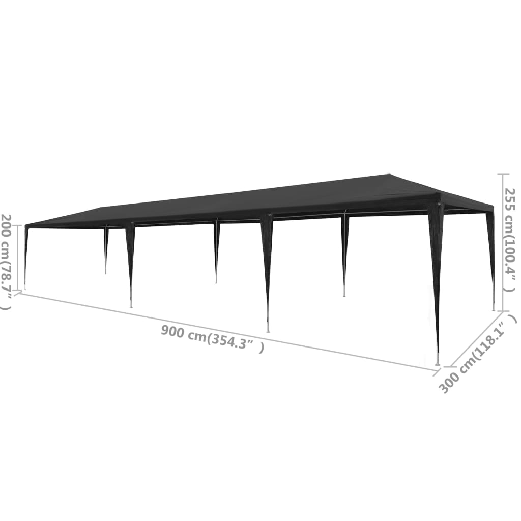 Partytent Pe 3 x 9 m Antraciet