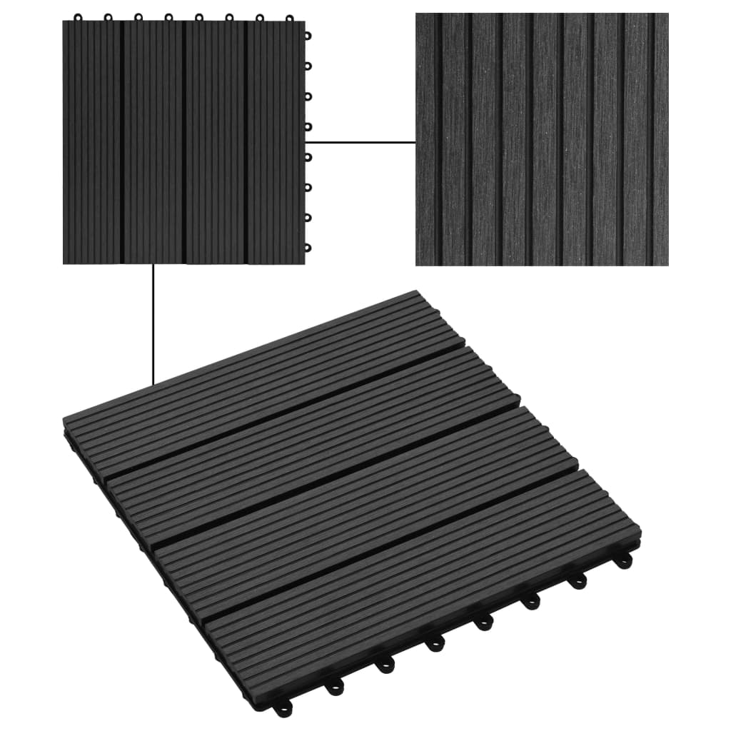 Terrastegels 30x30 cm 1 m² HKC zwart 11 st 11 Zwart Patroon 1