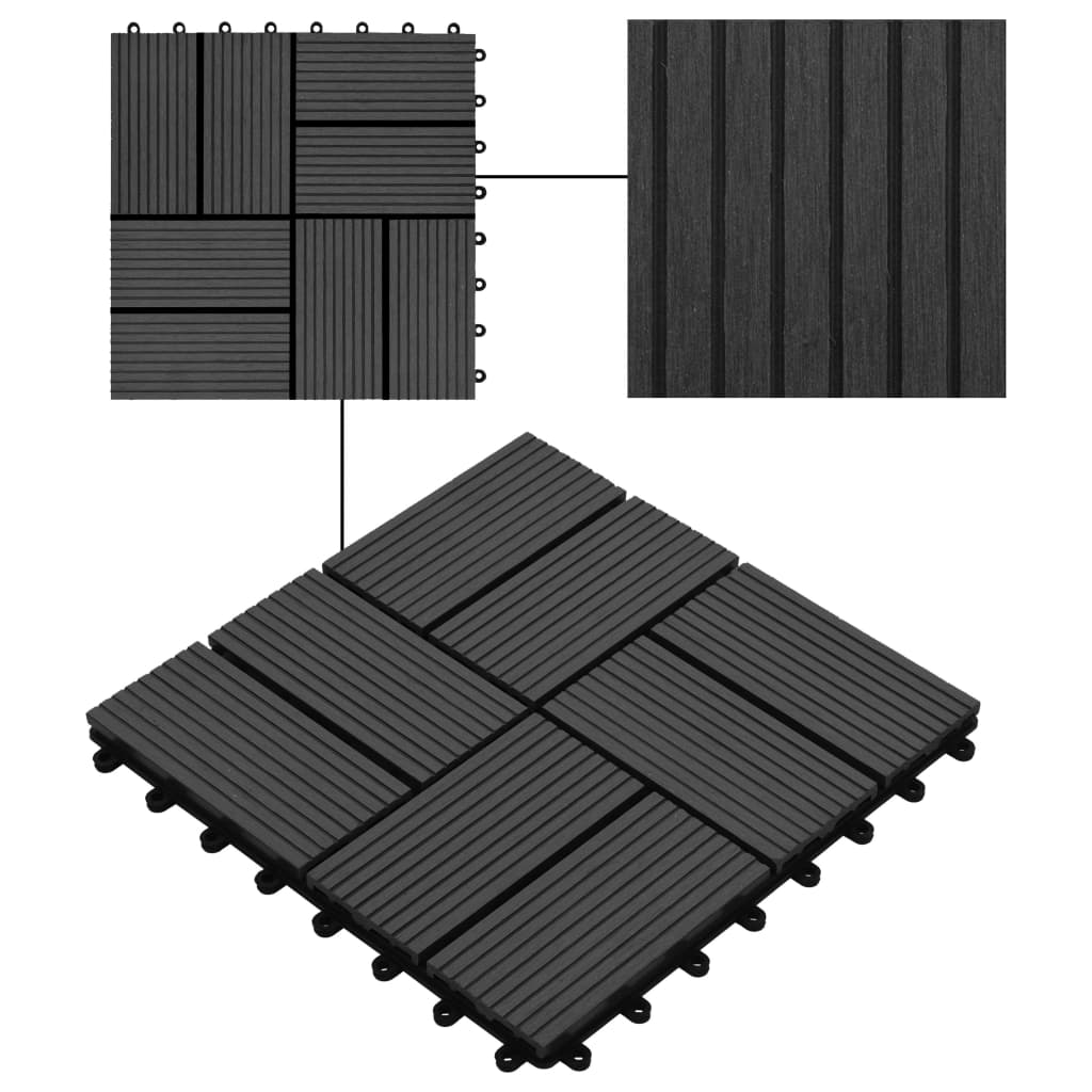 Terrastegels 30x30 cm 1 m² HKC zwart 11 st 11 Zwart Patroon 3