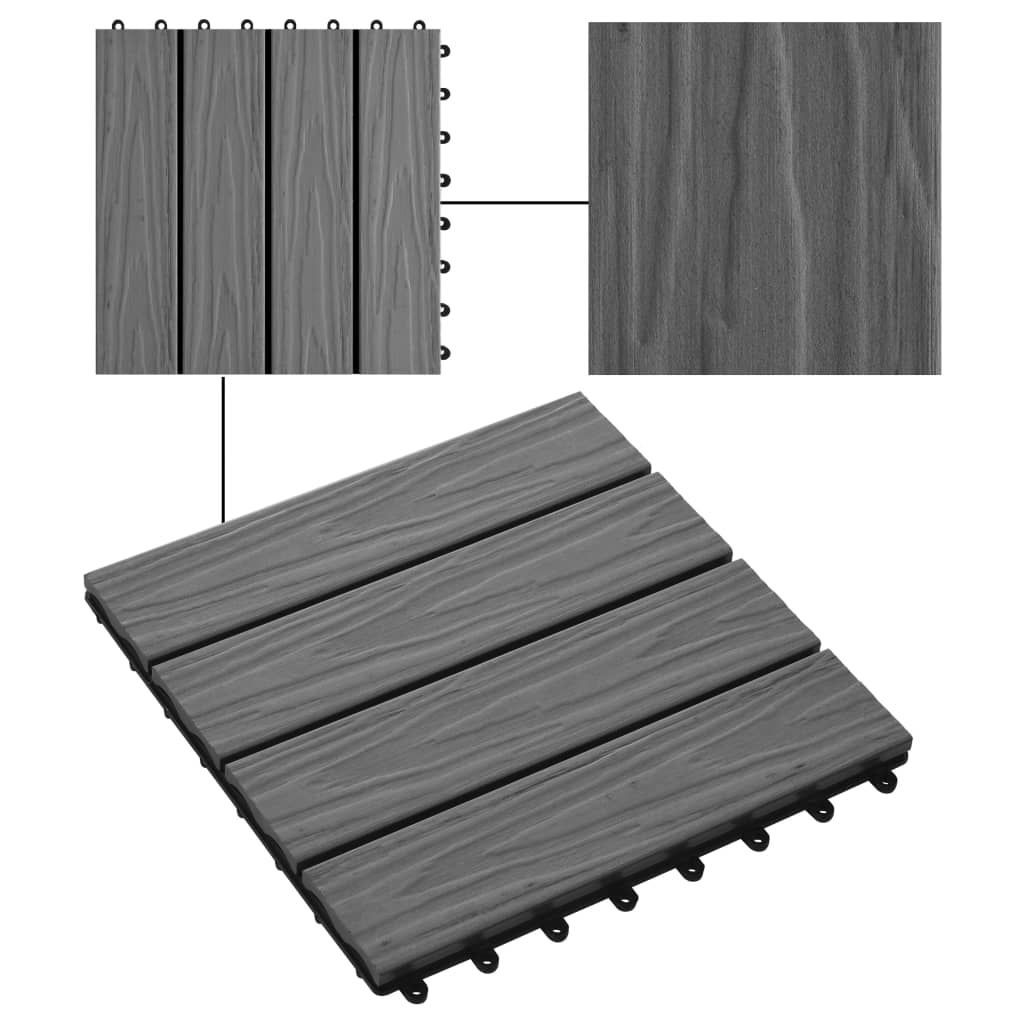 Terrastegels diep reliëf 30x30 cm 1 m² HKC grijs 11 st Grijs