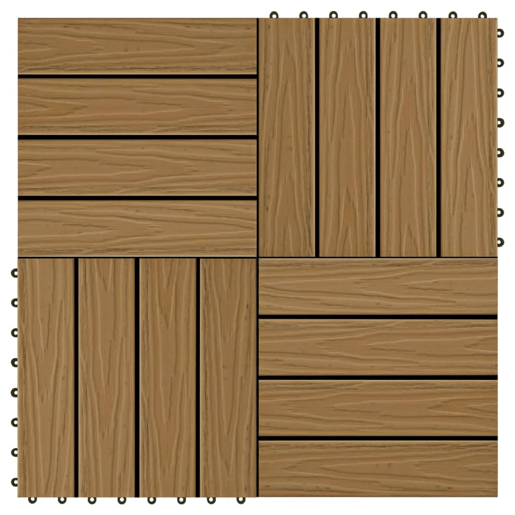 Terrastegels diep reliëf 30x30 cm 1 m² HKC teakkleur 11 st teak coloured