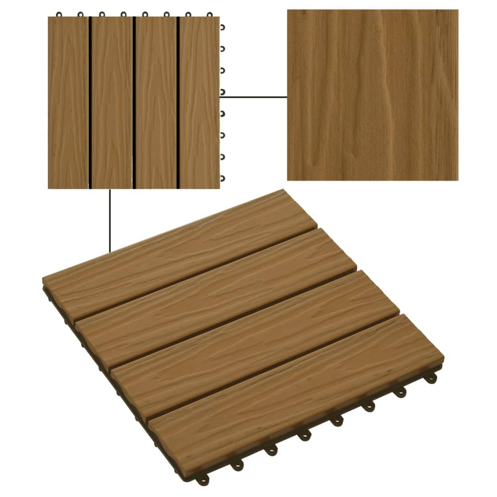 Terrastegels diep reliëf 30x30 cm 1 m² HKC teakkleur 11 st teak coloured