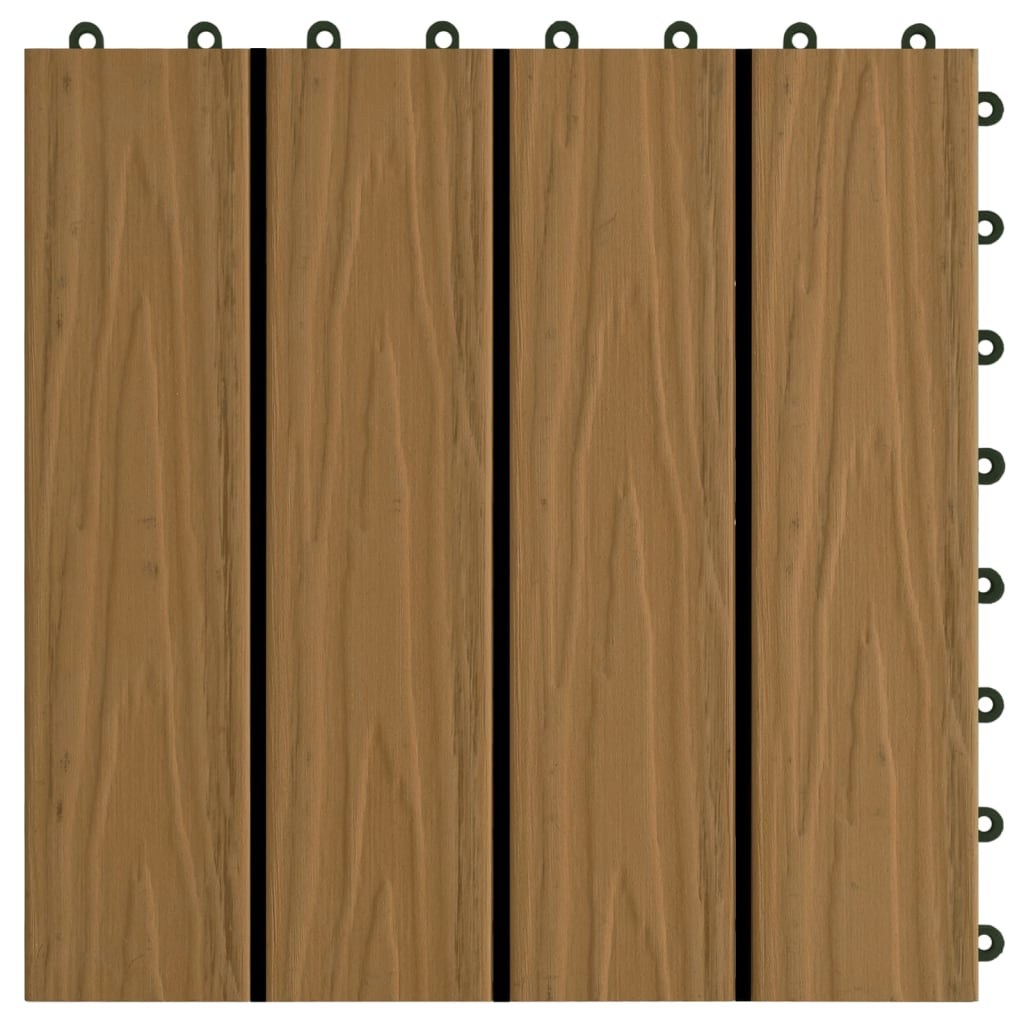 Terrastegels diep reliëf 30x30 cm 1 m² HKC teakkleur 11 st teak coloured