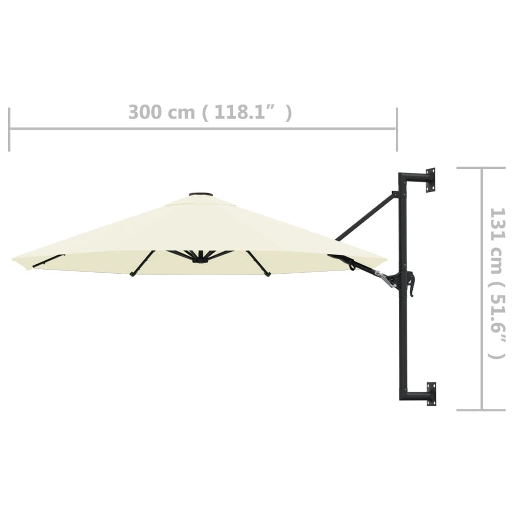 Wandparasol Met Metalen Paal 300 Cm Zandkleurig