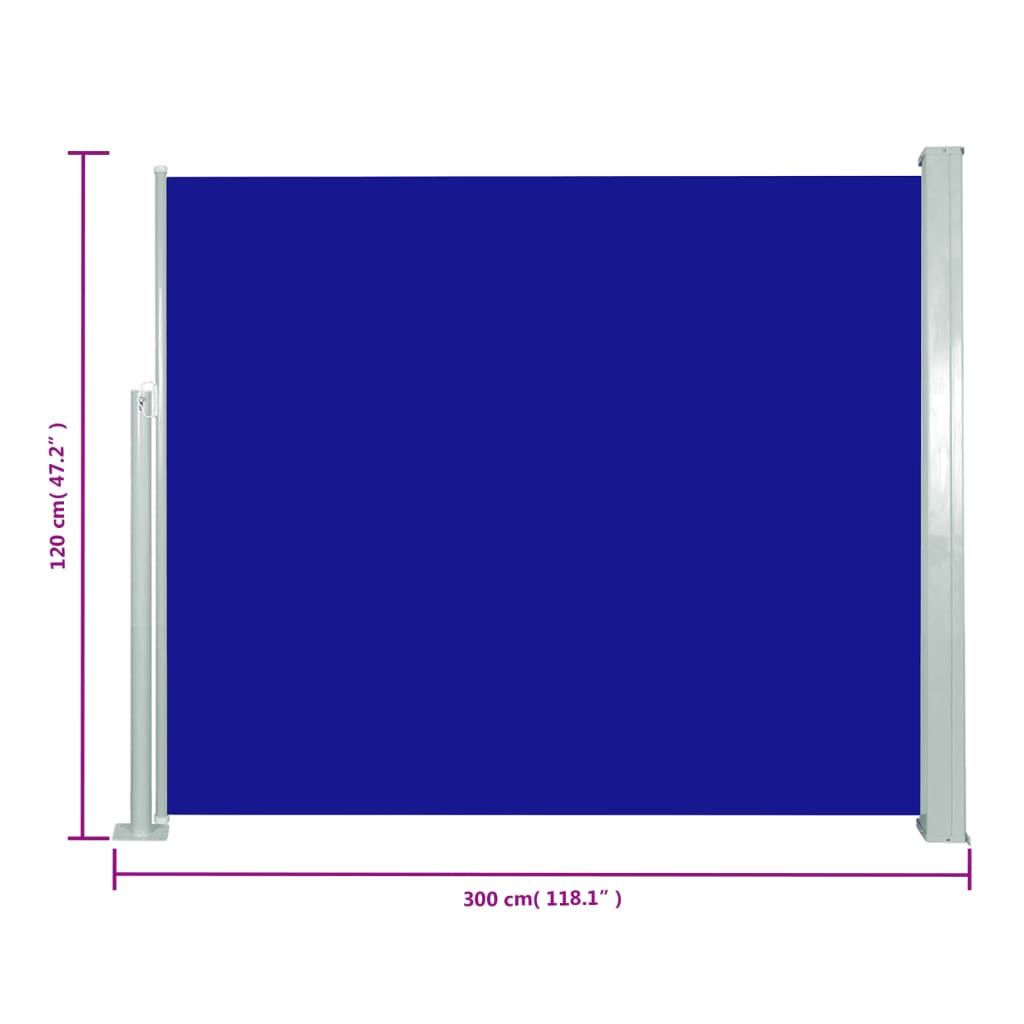 Windscherm Uittrekbaar 120 x 300 cm Blauw