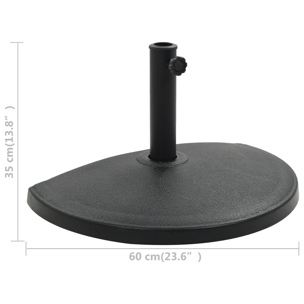 Parasolvoet halfrond 15 kg polyresin zwart