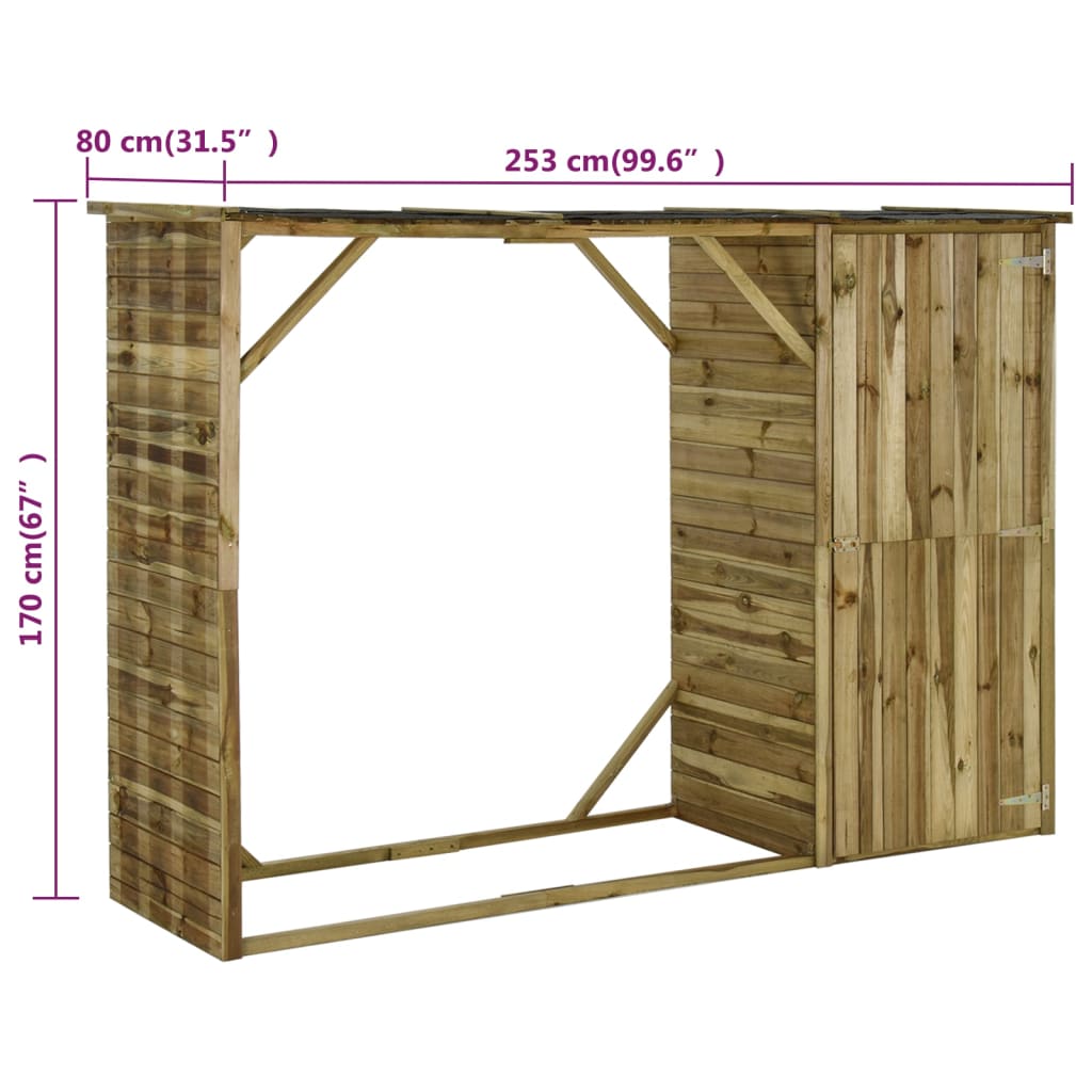 Tuinschuur 253x80x170 cm grenenhout