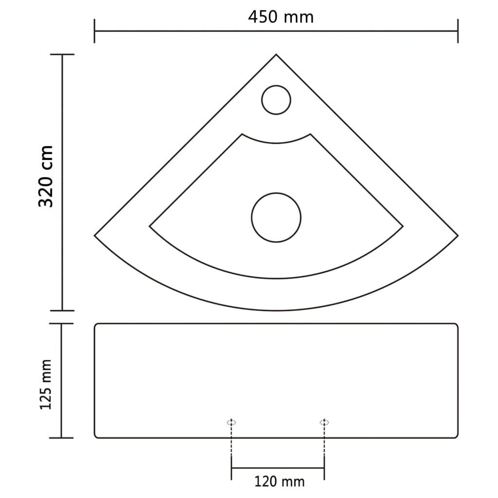 Wastafel Met Overloop 45X32X12,5 Cm Keramiek Kleurig Zilver